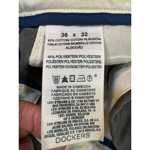 Dockers Mens Straight Fit Faded Gray Casual Chino Pants 36W X 32L Cotton Blend - Picture 12 of 12